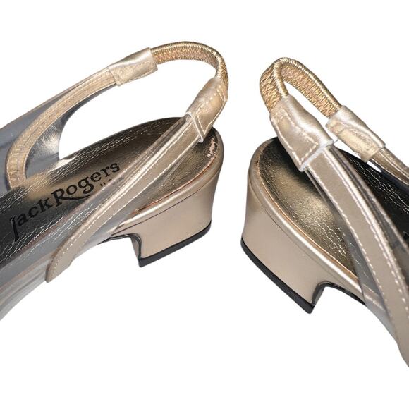 NWB Jack Rogers Leather Rhinestone Slip On Sling Sandal Silver Women's Size 8N - Picture 9 of 15